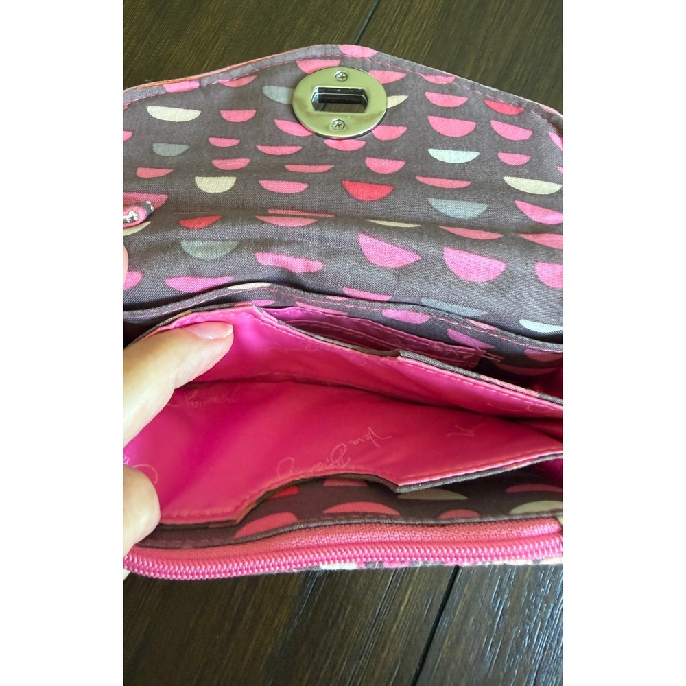 Vera Bradley All In One Wristlet Wallet Pink Floral Quilted Cotton Turn Lock - Picture 5 of 12